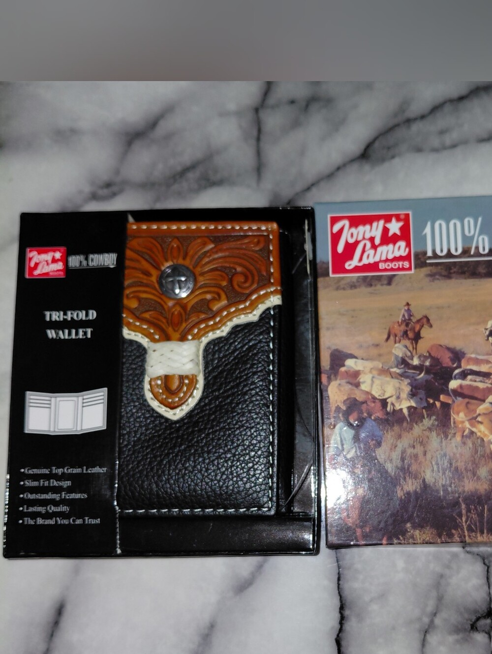 Vintage Tony Lama "100% Cowboy" Tri-Fold Wallet
